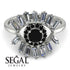 Halo Baguette Black Diamond Ring - Diana No. 9