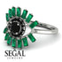 Halo Baguette Black Diamond Ring - Diana No. 24