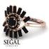Halo Baguette Black Diamond Ring - Diana No. 38