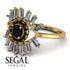 Halo Baguette Black Diamond Ring - Diana No. 7