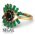 Halo Baguette Black Diamond Ring - Diana No. 22
