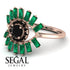 Halo Baguette Black Diamond Ring - Diana No. 23