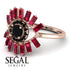Halo Baguette Black Diamond Ring - Diana No. 53