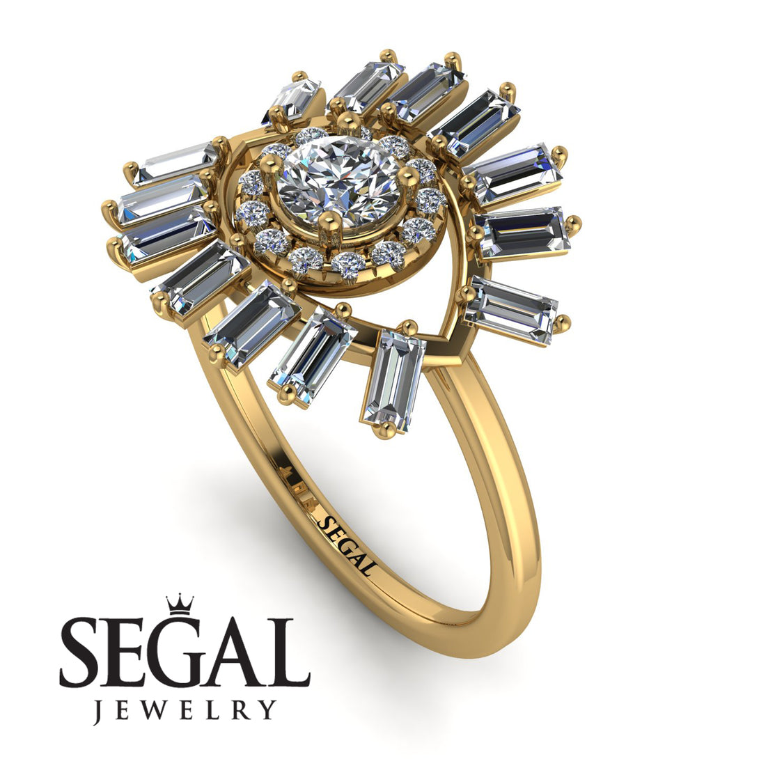 Halo Baguette Diamond Ring - Diana No. 1