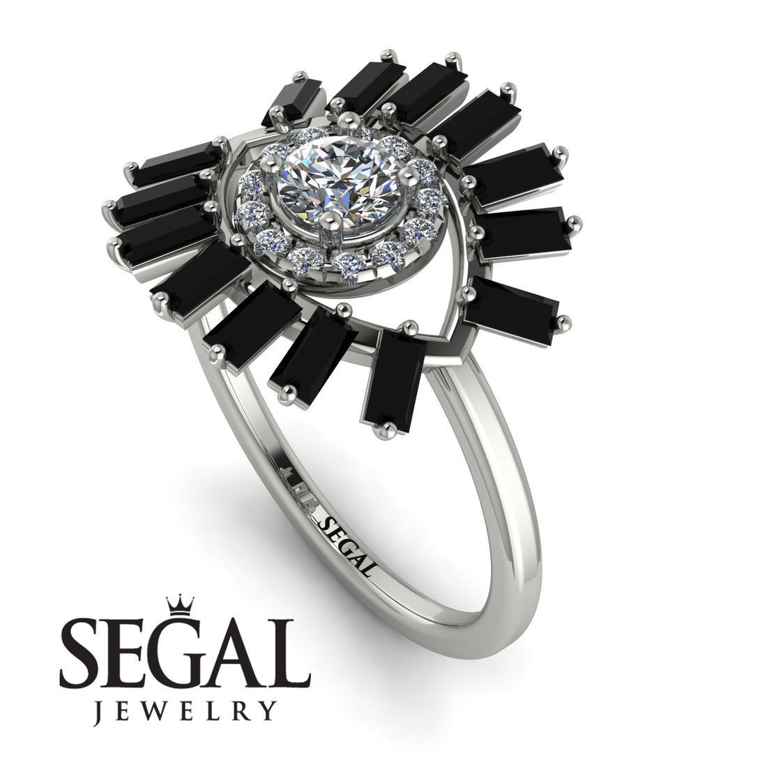 Halo Baguette Diamond Ring - Diana No. 33