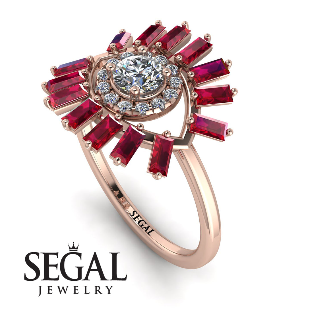 Halo Baguette Diamond Ring - Diana No. 47