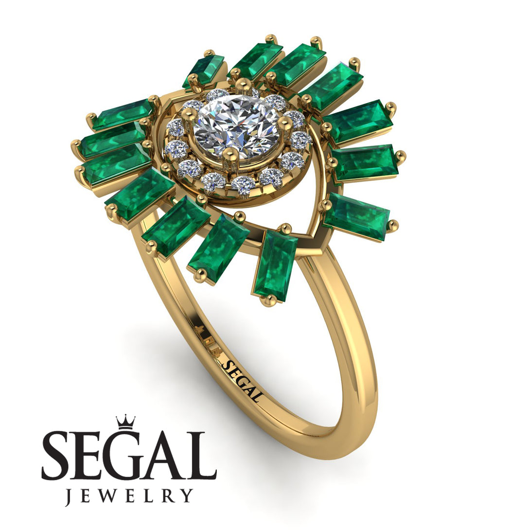 Halo Baguette Diamond Ring - Diana No. 16