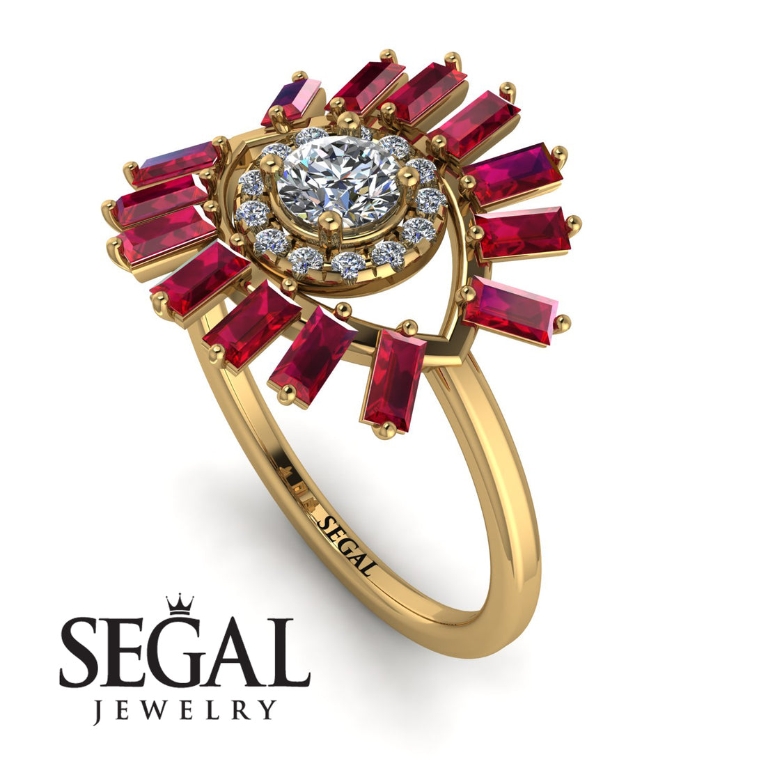 Halo Baguette Diamond Ring - Diana No. 46