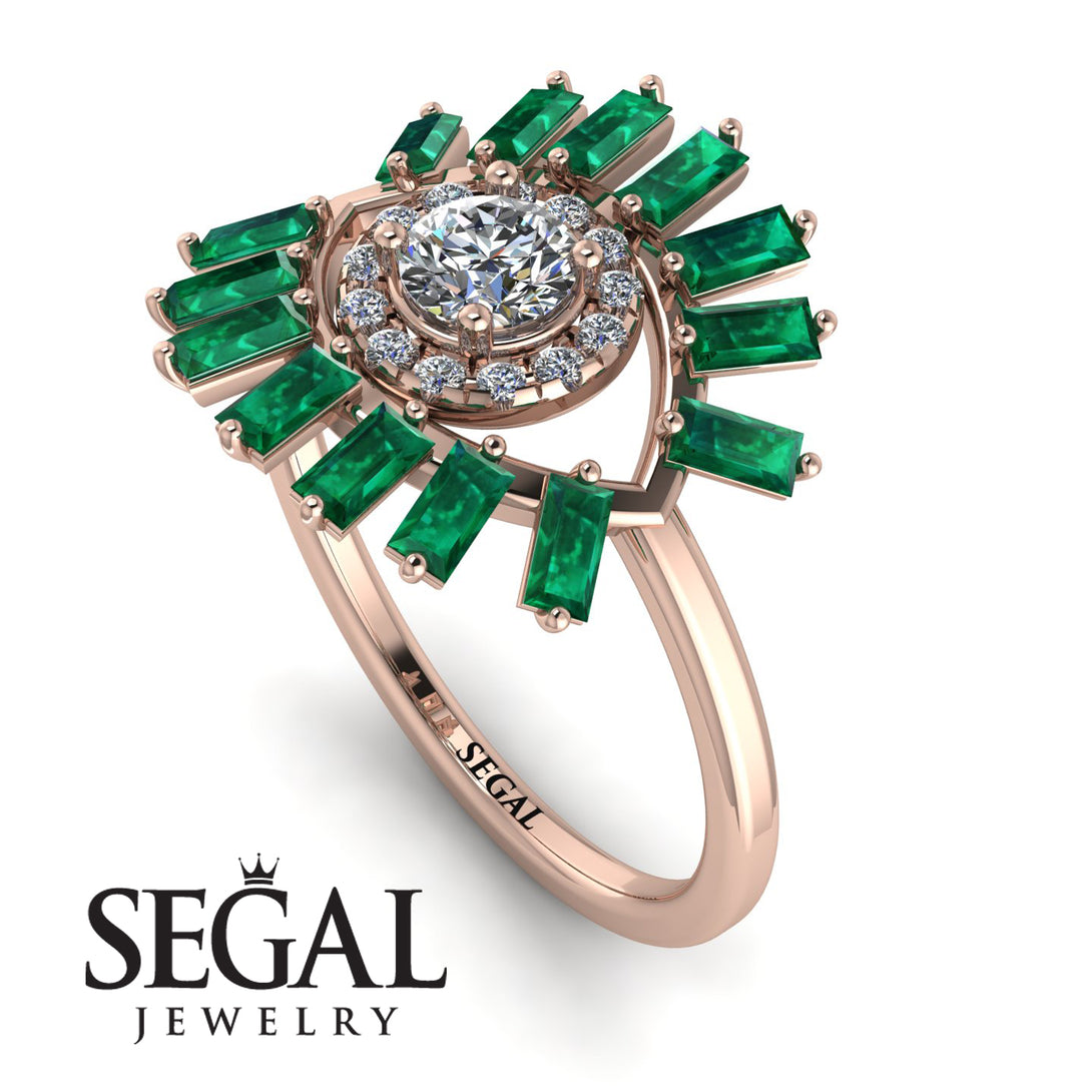 Halo Baguette Diamond Ring - Diana No. 17