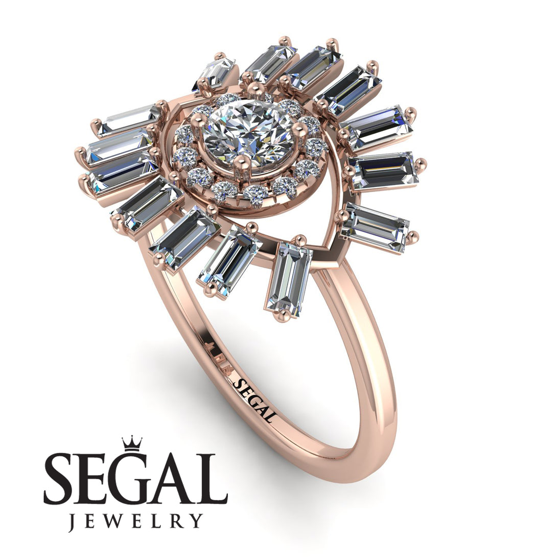 Halo Baguette Diamond Ring - Diana No. 2