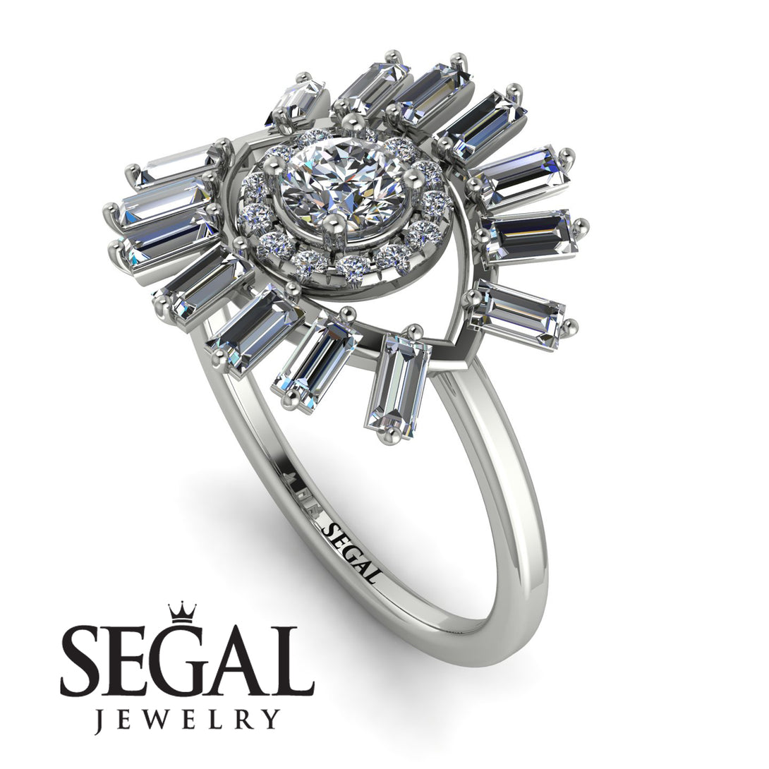 Halo Baguette Diamond Ring - Diana No. 3