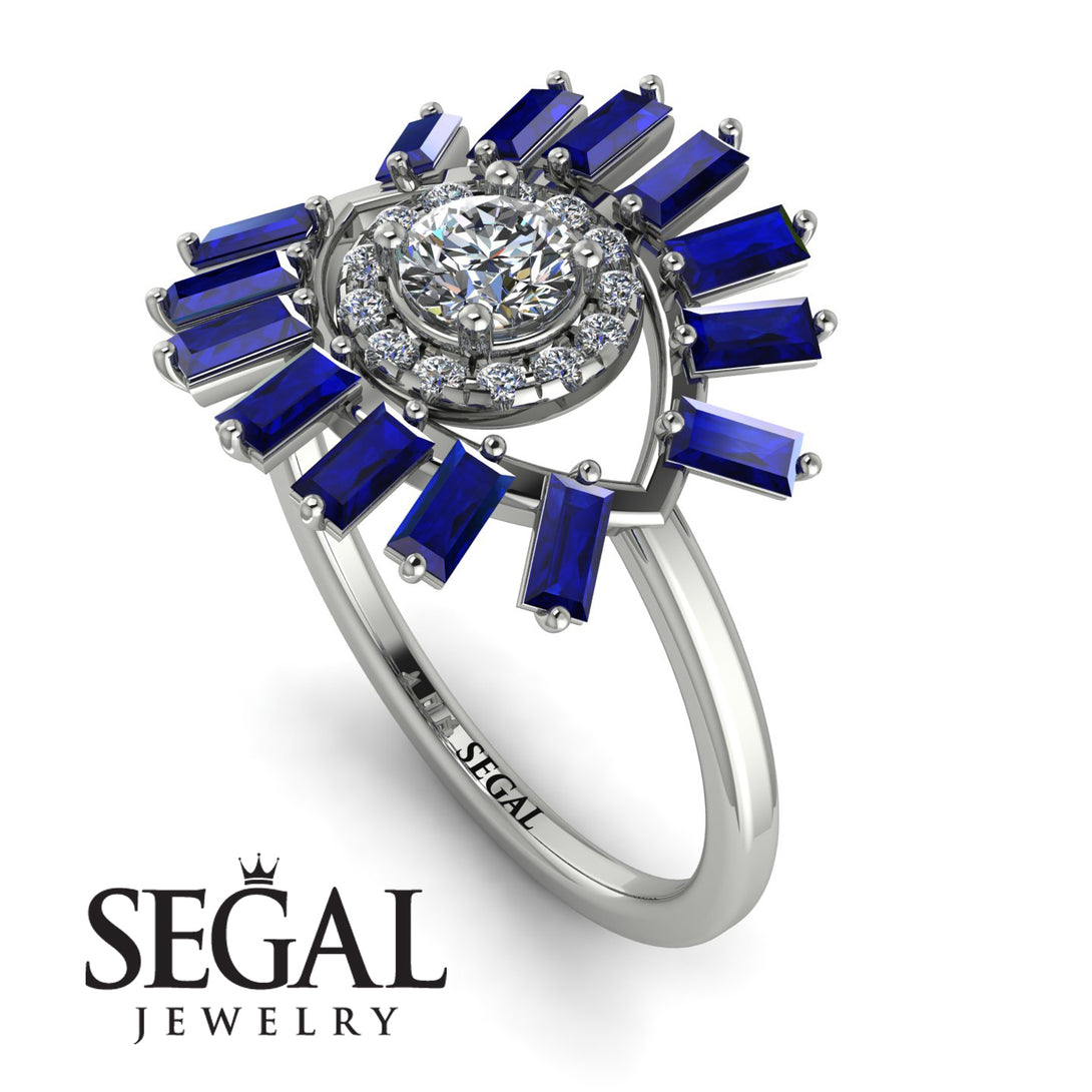 Halo Baguette Diamond Ring - Diana No. 63