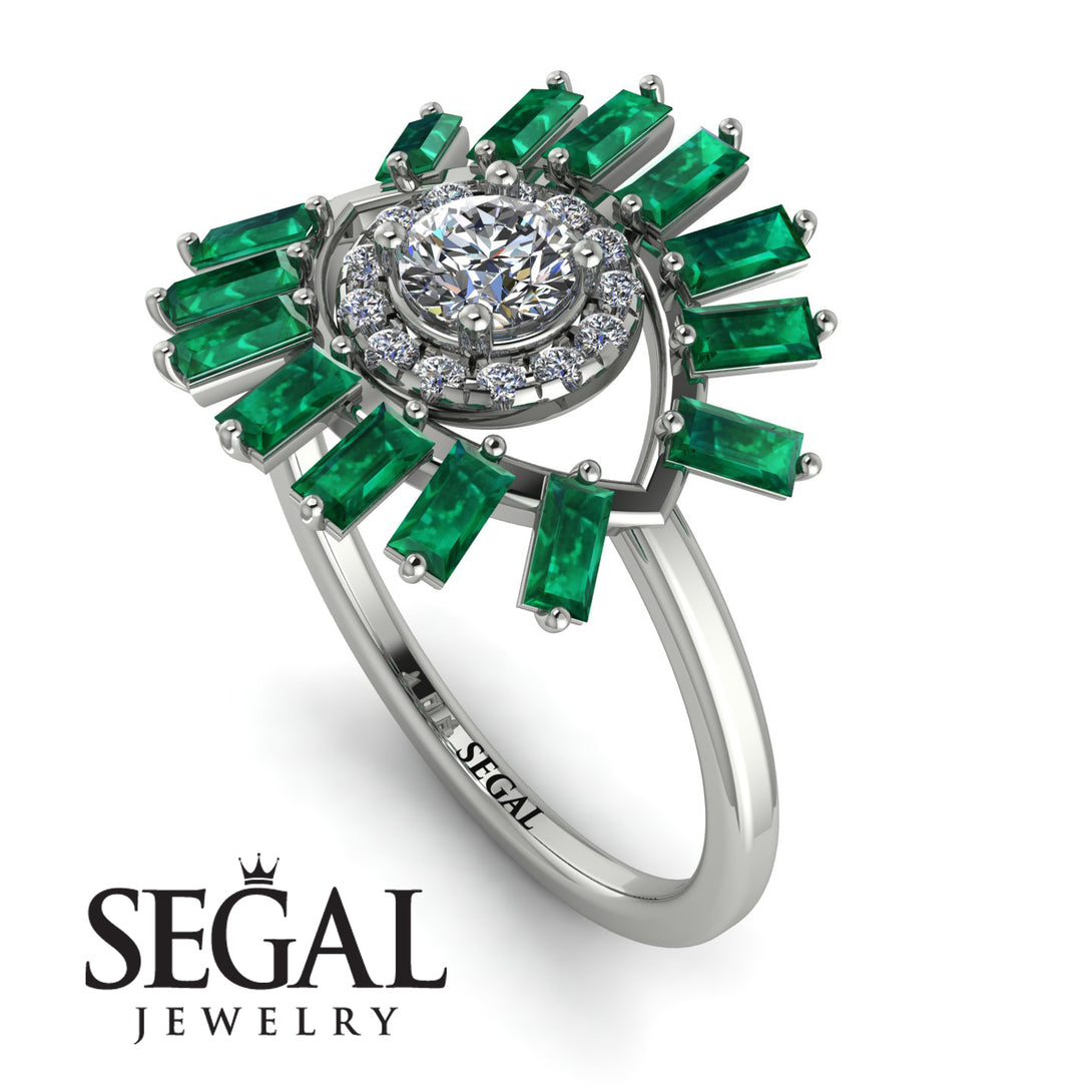 Halo Baguette Diamond Ring - Diana No. 18