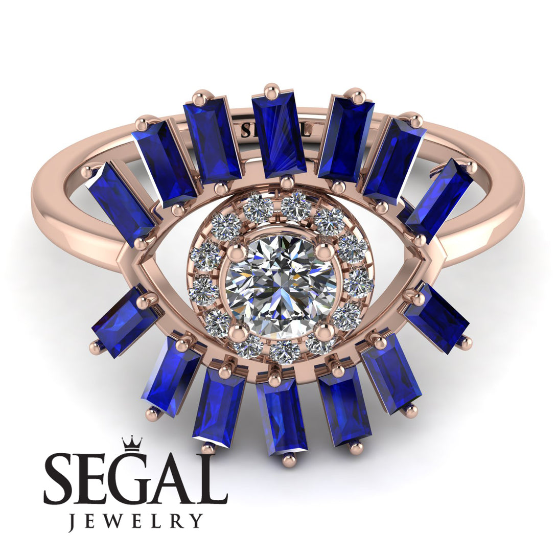 Halo Baguette Diamond Ring - Diana No. 62