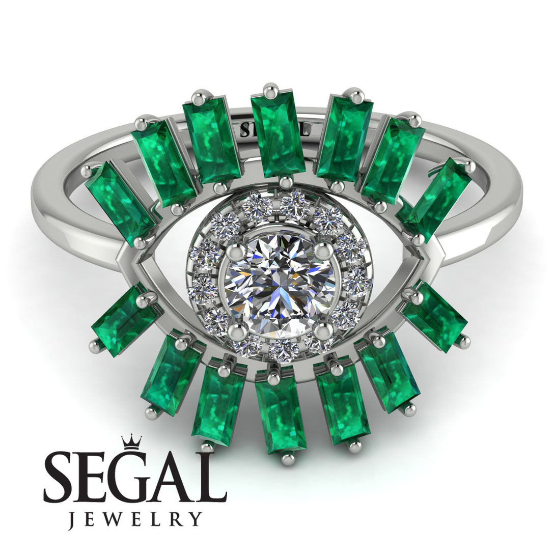 Halo Baguette Diamond Ring - Diana No. 18