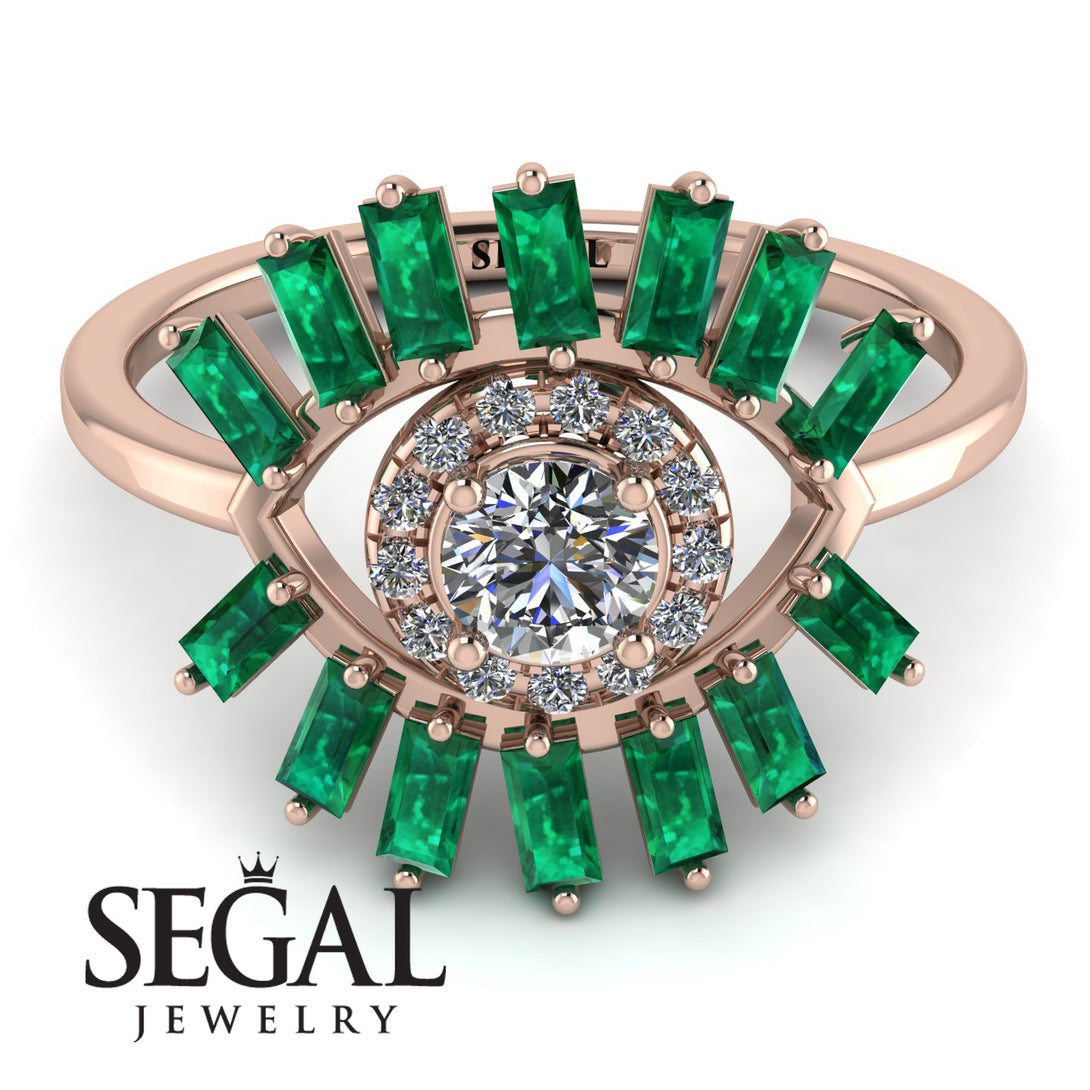 Halo Baguette Diamond Ring - Diana No. 17