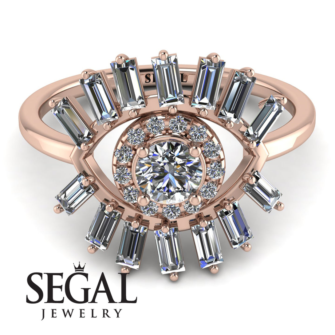 Halo Baguette Diamond Ring - Diana No. 2