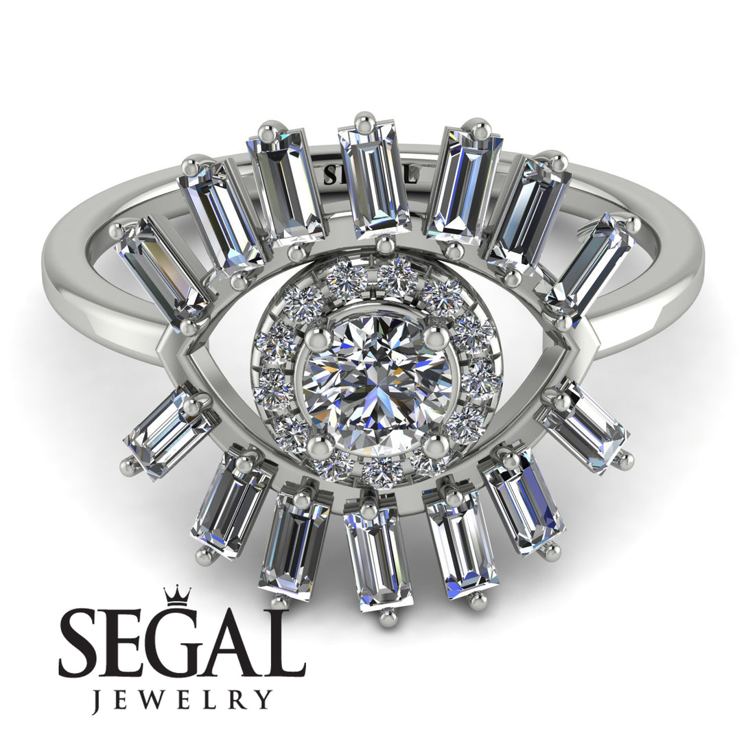 Halo Baguette Diamond Ring - Diana No. 3