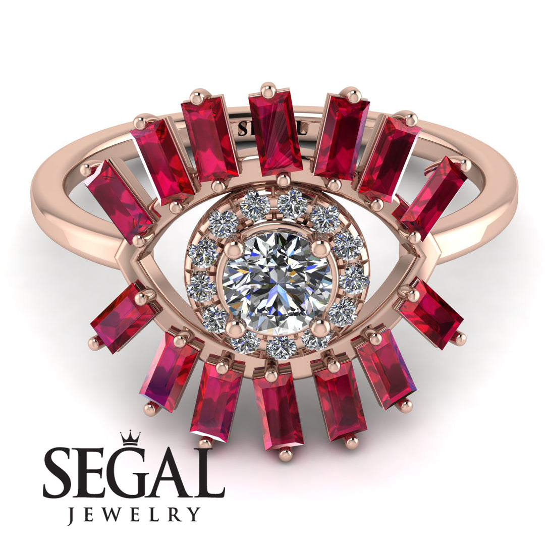 Halo Baguette Diamond Ring - Diana No. 47