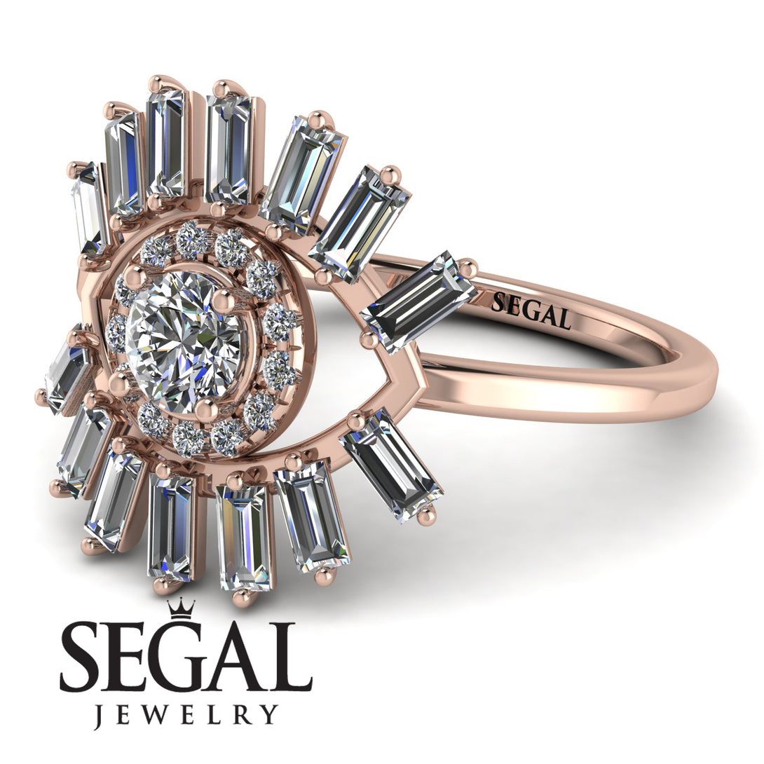 Halo Baguette Diamond Ring - Diana No. 2