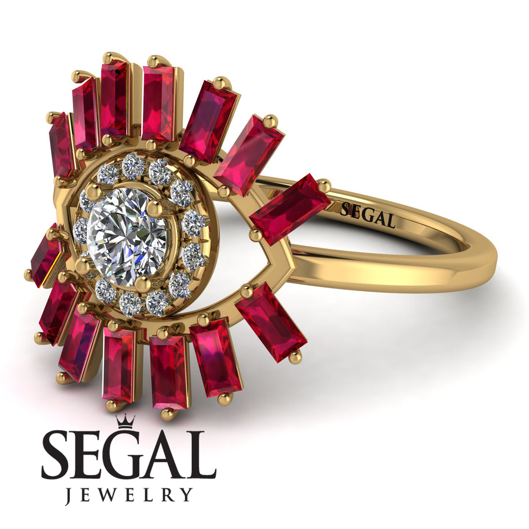 Halo Baguette Diamond Ring - Diana No. 46