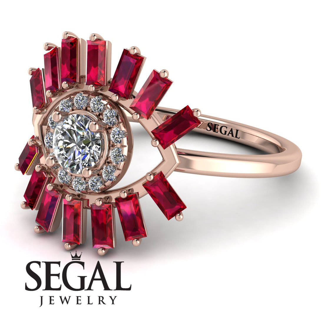 Halo Baguette Diamond Ring - Diana No. 47