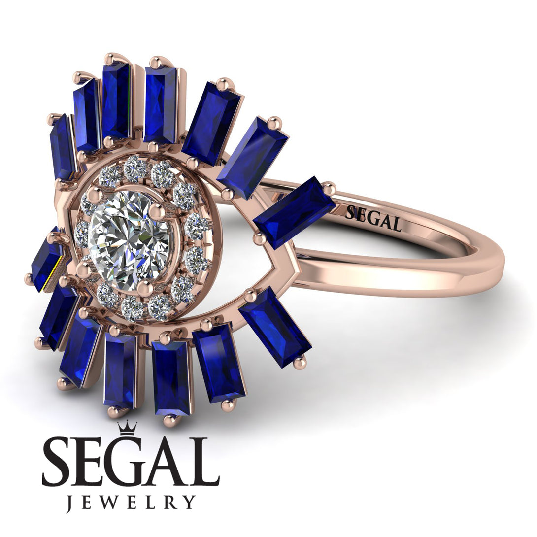 Halo Baguette Diamond Ring - Diana No. 62