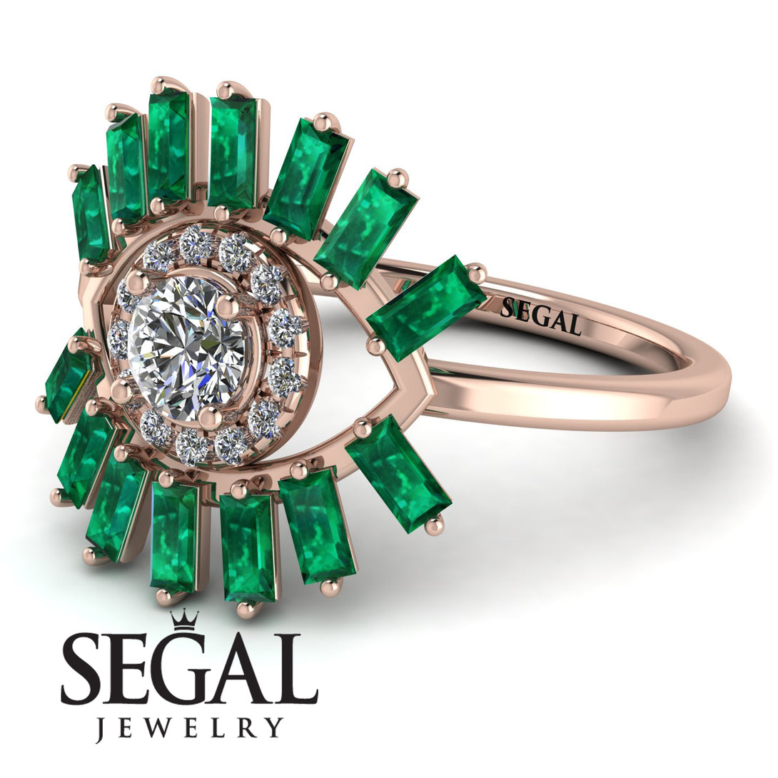 Halo Baguette Diamond Ring - Diana No. 17