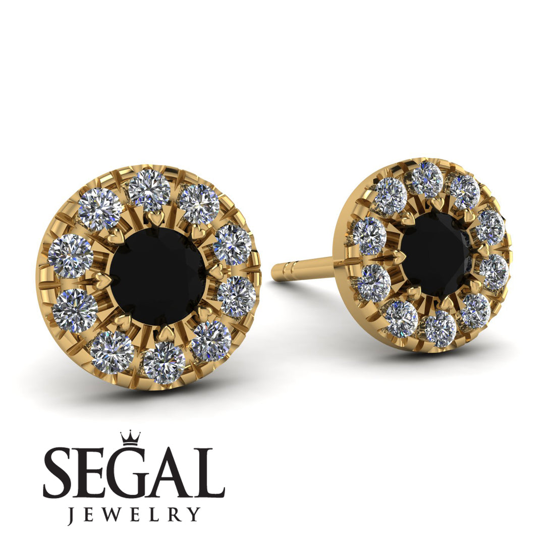 Halo Black Diamond Earrings - Heaven No. 7