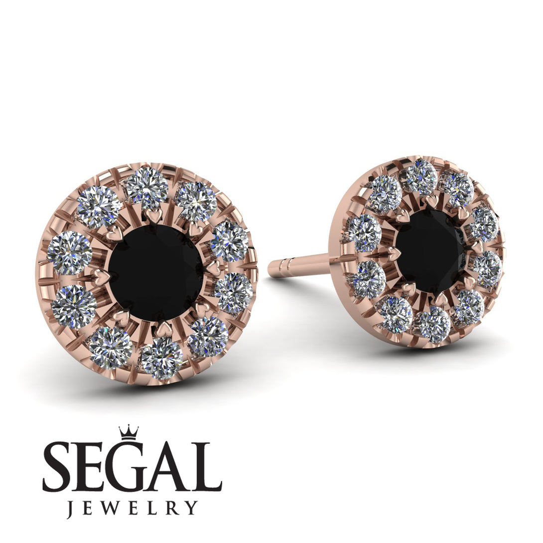 Halo Black Diamond Earrings - Heaven No. 8