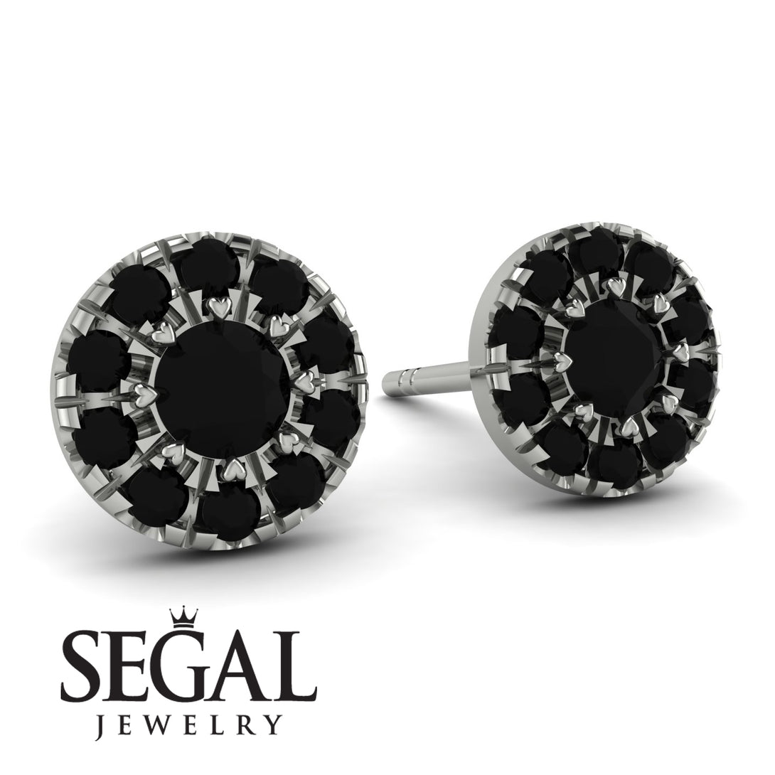 Halo Black Diamond Earrings - Heaven No. 39
