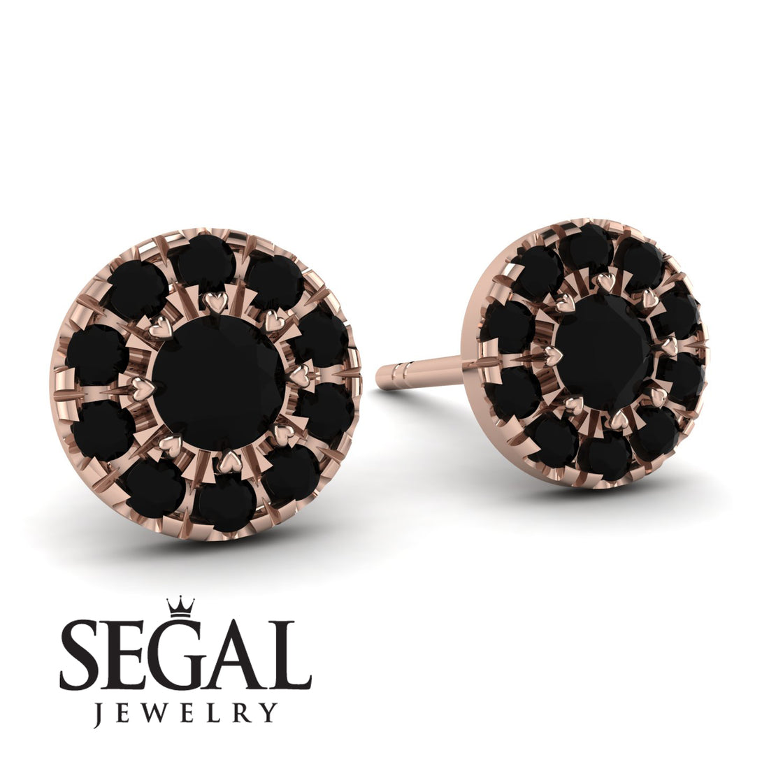 Halo Black Diamond Earrings - Heaven No. 38