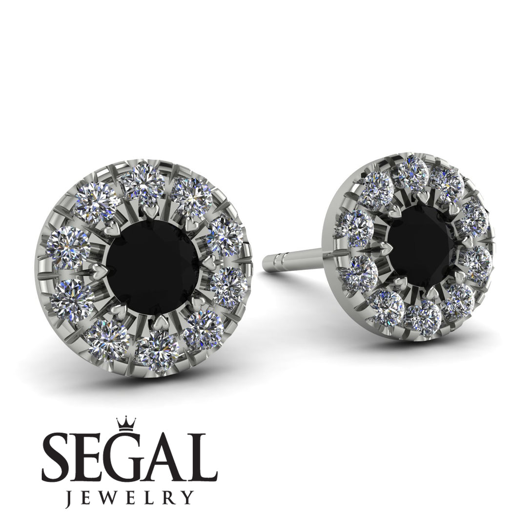 Halo Black Diamond Earrings - Heaven No. 9