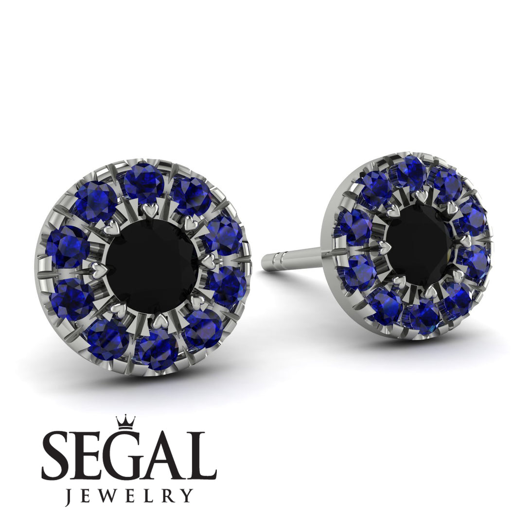 Halo Black Diamond Earrings - Heaven No. 69