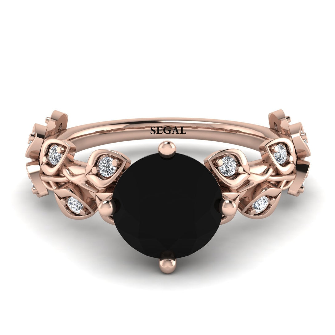 Hers 2 Carat Black Diamond Engagement Ring Leaves All Around - Sydney 2ct No. 8