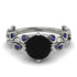 Hers 2 Carat Black Diamond Engagement Ring Leaves All Around - Sydney 2ct No. 69