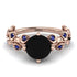 Hers 2 Carat Black Diamond Engagement Ring Leaves All Around - Sydney 2ct No. 68