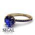 Hidden Diamond Round Sapphire Cat Claw Engagement Ring - Aurora No. 73