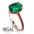 Hidden Halo Cushion Emerald Ring - Alayna No. 50