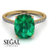 Hidden Halo Cushion Emerald Ring - Alayna No. 4