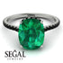 Hidden Halo Cushion Emerald Ring - Alayna No. 36