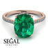 Hidden Halo Cushion Emerald Ring - Alayna No. 5
