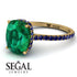 Hidden Halo Cushion Emerald Ring - Alayna No. 64