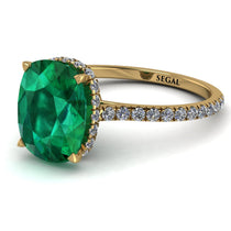 Hidden Halo Cushion Emerald Ring - Alayna No. 4 image 1