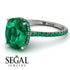 Hidden Halo Cushion Emerald Ring - Alayna No. 21
