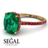 Hidden Halo Cushion Emerald Ring - Alayna No. 49