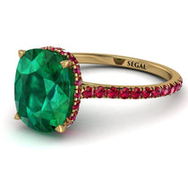 Hidden Halo Cushion Emerald Ring - Alayna No. 49 image 1