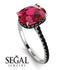 Hidden Halo Cushion Ruby Ring - Alayna No. 42