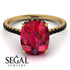 Hidden Halo Cushion Ruby Ring - Alayna No. 40