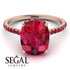 Hidden Halo Cushion Ruby Ring - Alayna No. 56